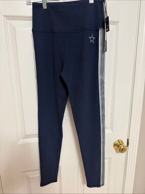 Women's Navy High-Rise Leggings with Side Stripe and Star Accent